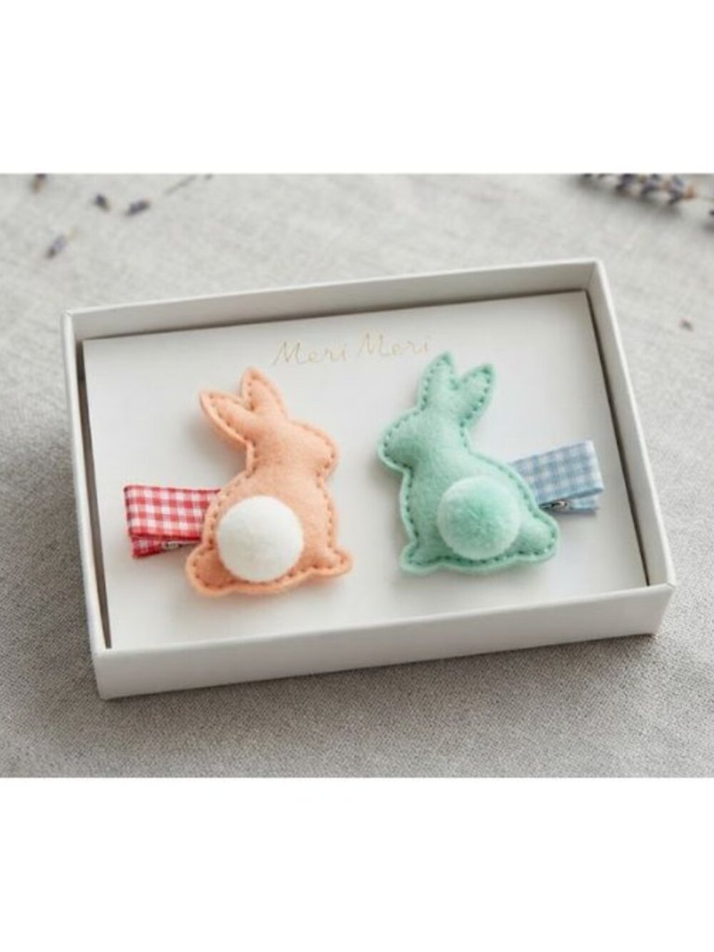 NIB Meri Meri Felt BUNNY Crocodile Hair Clips EASTER
